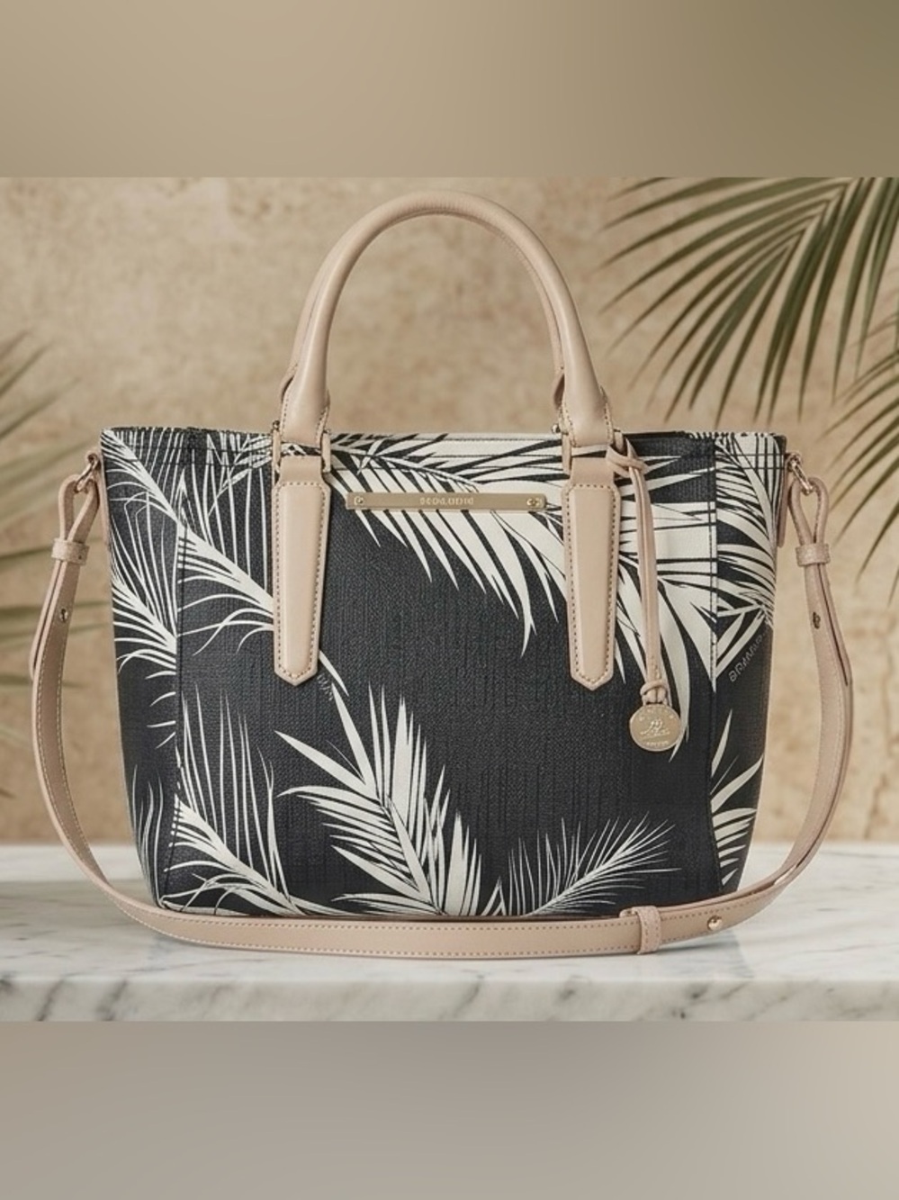 Brahmin Asher Tote Palm print black/beige